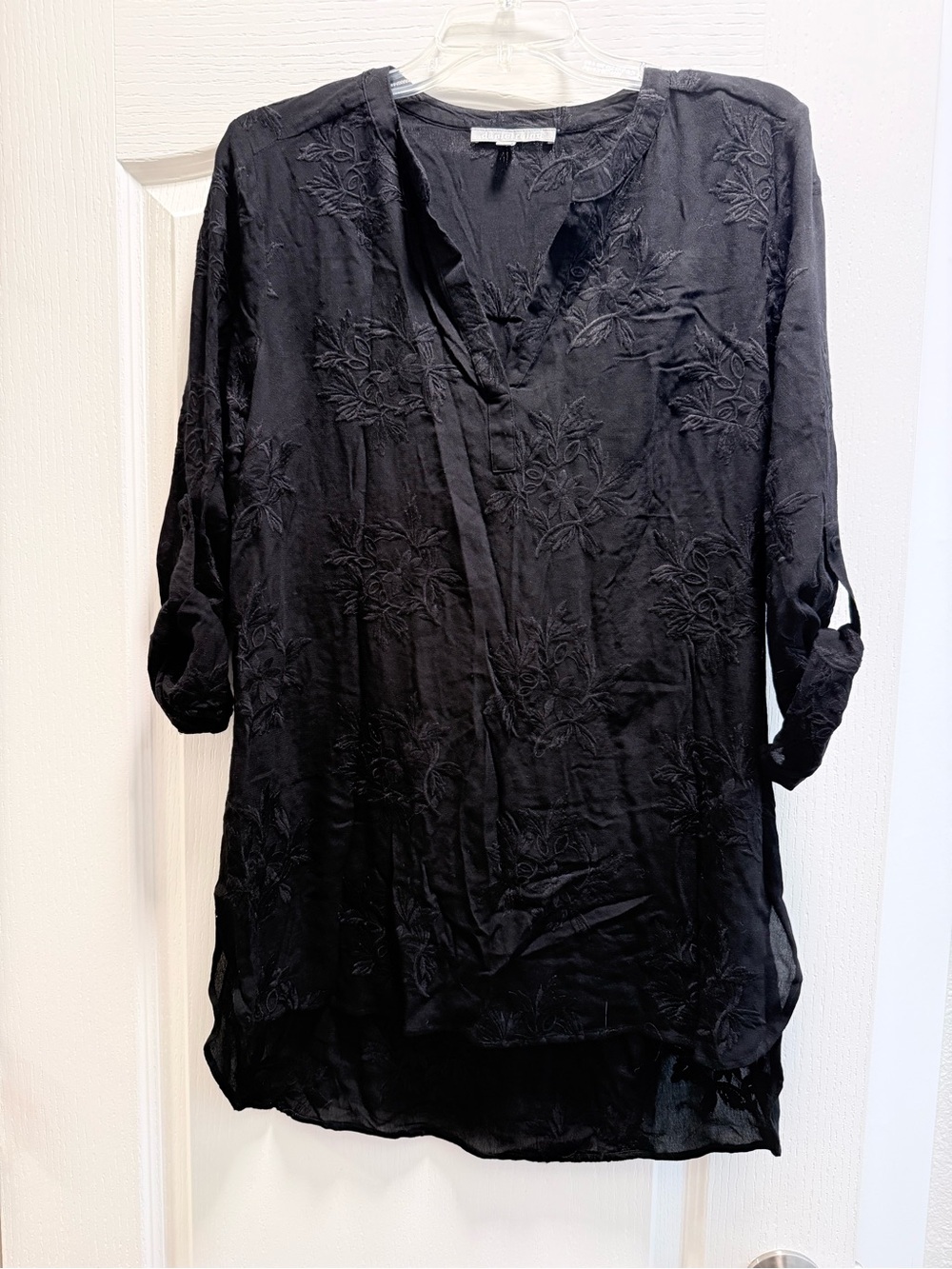 Women's Black Embroidered Tunic Top